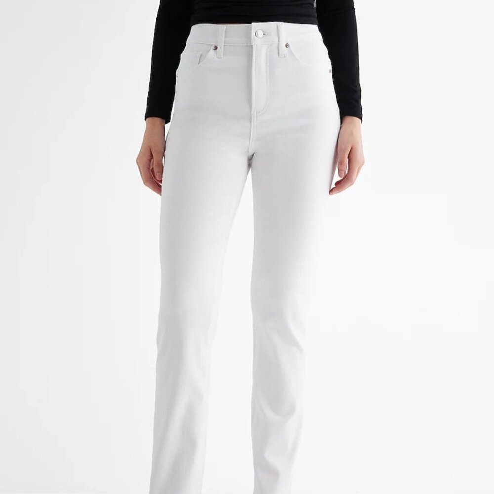 NWT Express High Waisted White '90s Slim Jeans - Picture 3 of 4